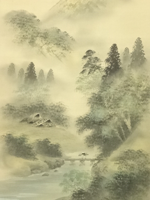 道具 ] - 道具 津田峰水筆 渓山流水 肉筆絹本掛軸（共箱） | ネット